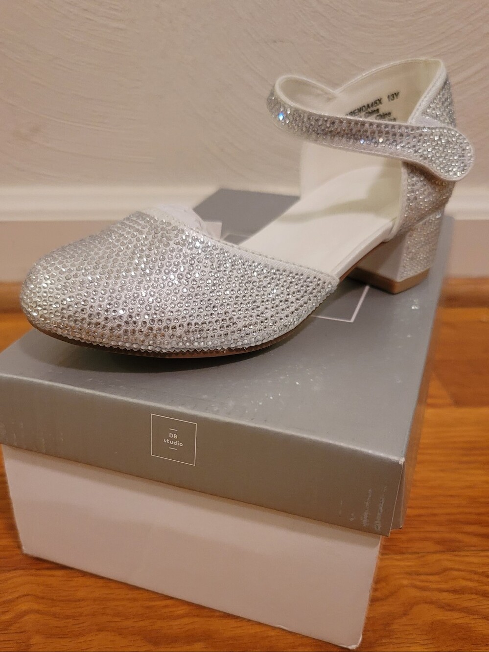 David's Bridal Allover Crystal Mary Jane Flower Girl Shoes